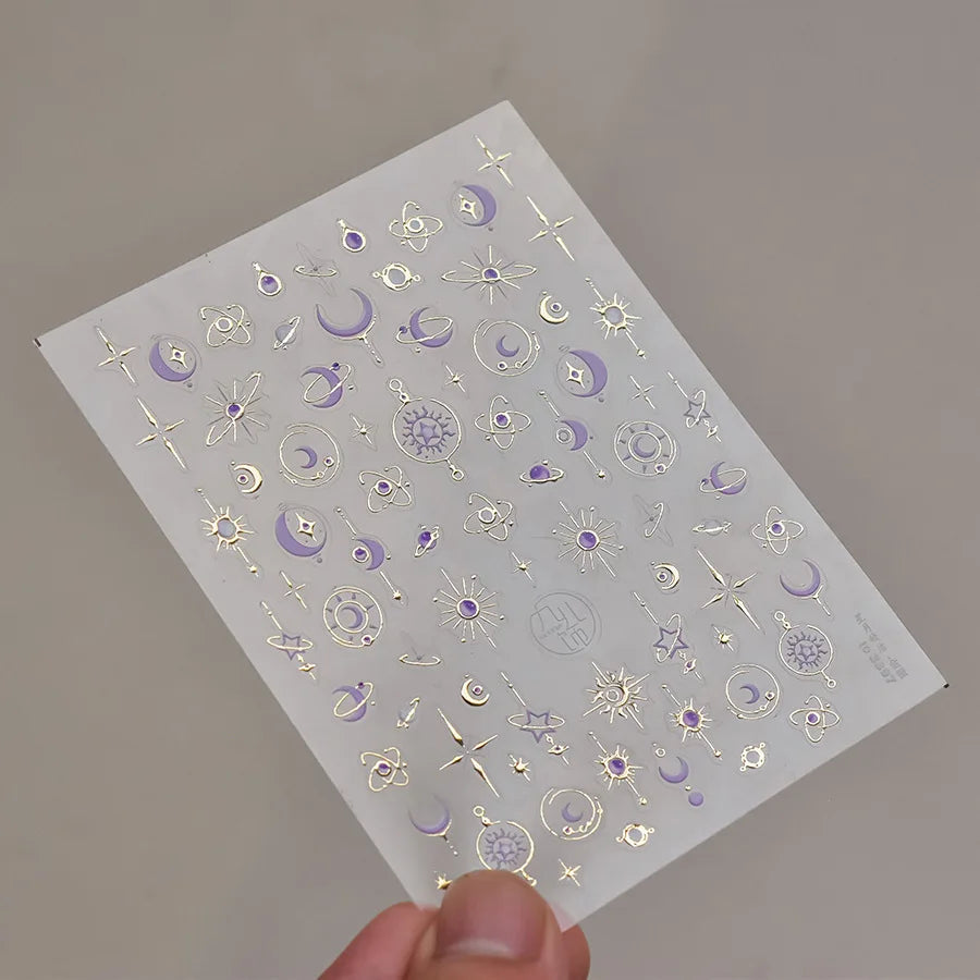 5D bronzing Gold Butterfly Nail Stickers Moon Stars Butterfly self-adhesive Slider for Decoration Nail Art Sticker Slider DIY