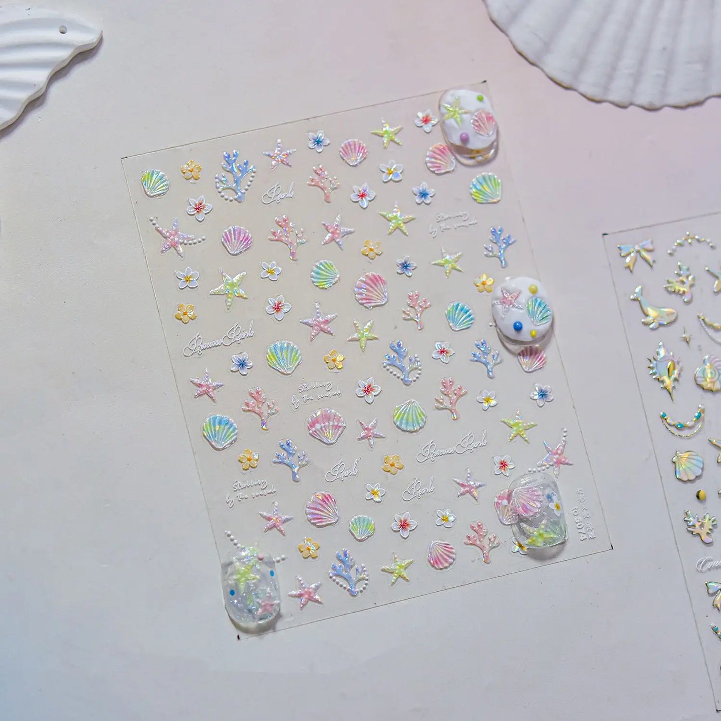 Dreamy Cute Opalescent Ocean Dolphin Seal Seashell Nail Art Decals