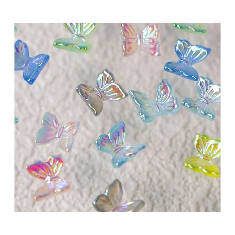 20pcs Aurora Butterfly Flatback Resin 3D Nail Art Charms