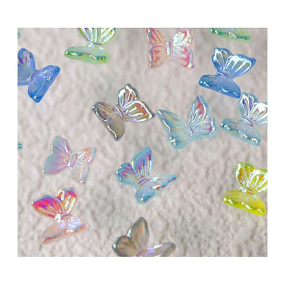 20pcs Aurora Butterfly Flatback Resin 3D Nail Art Charms