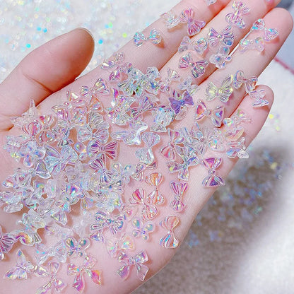 20pcs Aurora Butterfly Flatback Resin 3D Nail Art Charms