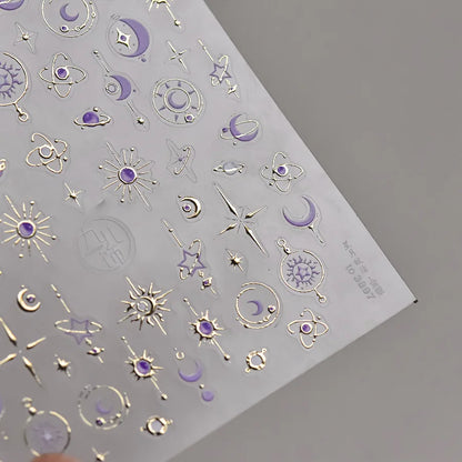 5D bronzing Gold Butterfly Nail Stickers Moon Stars  Butterfly self-adhesive Slider for Decoration Nail Art Sticker Slider DIY