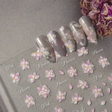 Kawaii Japanese style Pink Sakura 5DSelf-Adhesive Nail Art Decoration Sticker Sakura Peach Blossom Nail Art Decals Accessory DIY