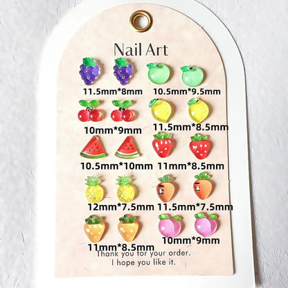 20pcs Mixed 3D Summer Jelly Fruit Nail Art Charms