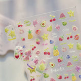 Jelly Fresh Fruit Nail Art Decals Avocado, Grape, Peach, Strawberry, Pear, Pineapple
