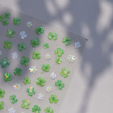 Opalescent Lucky Green Four Leaf Closer Watercolor Nail Art Decals