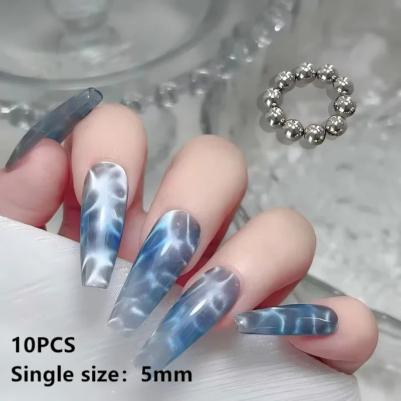 10 Pcs Water Ripple Cat Eye Magnetic Beads for Nail Art