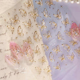 Jelly Exquisite Transparent Gold Plated Butterfly 3D Nail Art Decals