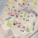Jelly Fresh Fruit Nail Art Decals Avocado, Grape, Peach, Strawberry, Pear, Pineapple