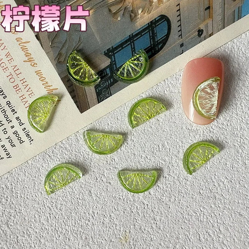 20pcs Mixed 3D Summer Jelly Fruit Nail Art Charms