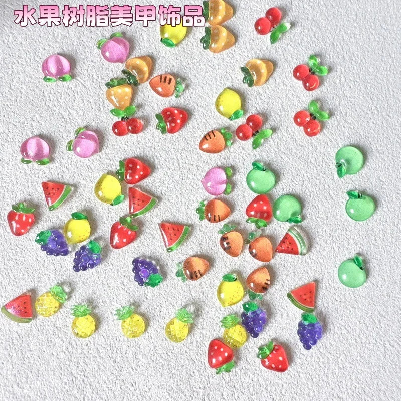 20pcs Mixed 3D Summer Jelly Fruit Nail Art Charms