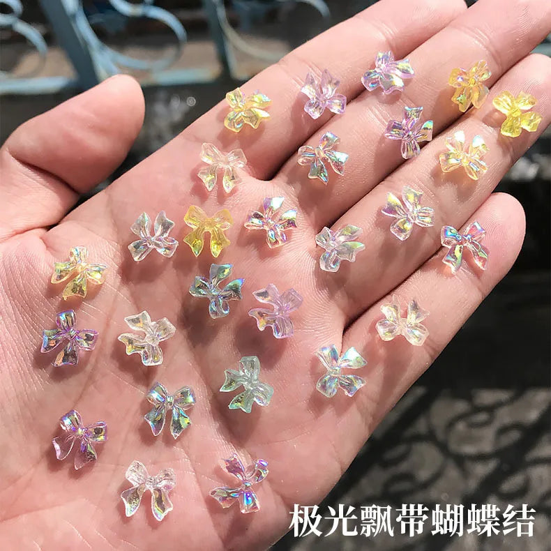 20pcs Aurora Butterfly Flatback Resin 3D Nail Art Charms