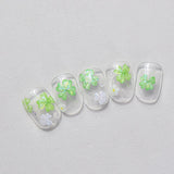 Opalescent Lucky Green Four Leaf Closer Watercolor Nail Art Decals