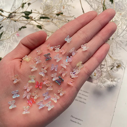 20pcs Aurora Butterfly Flatback Resin 3D Nail Art Charms
