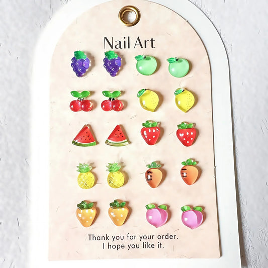 20pcs Mixed 3D Summer Jelly Fruit Nail Art Charms