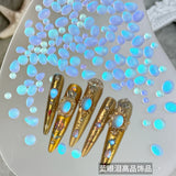 30pcs Rare Opalescent Blue Droplet Moon Stone Nail Charms for Professional Manicures
