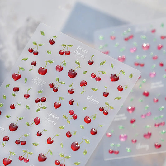 Summer Shiny Juicy Cherry Nail Art Decals