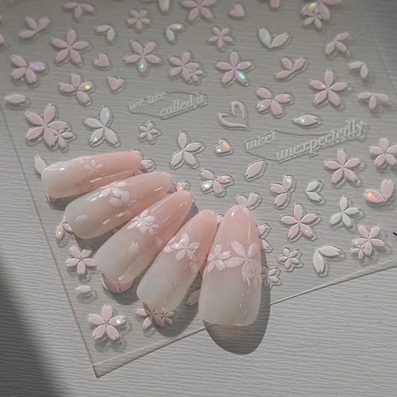 Light Pink Opalescent Sparkling Cherry Blossom Nail Art Decals