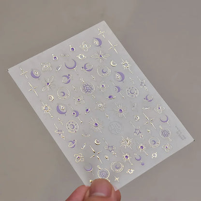 5D bronzing Gold Butterfly Nail Stickers Moon Stars  Butterfly self-adhesive Slider for Decoration Nail Art Sticker Slider DIY