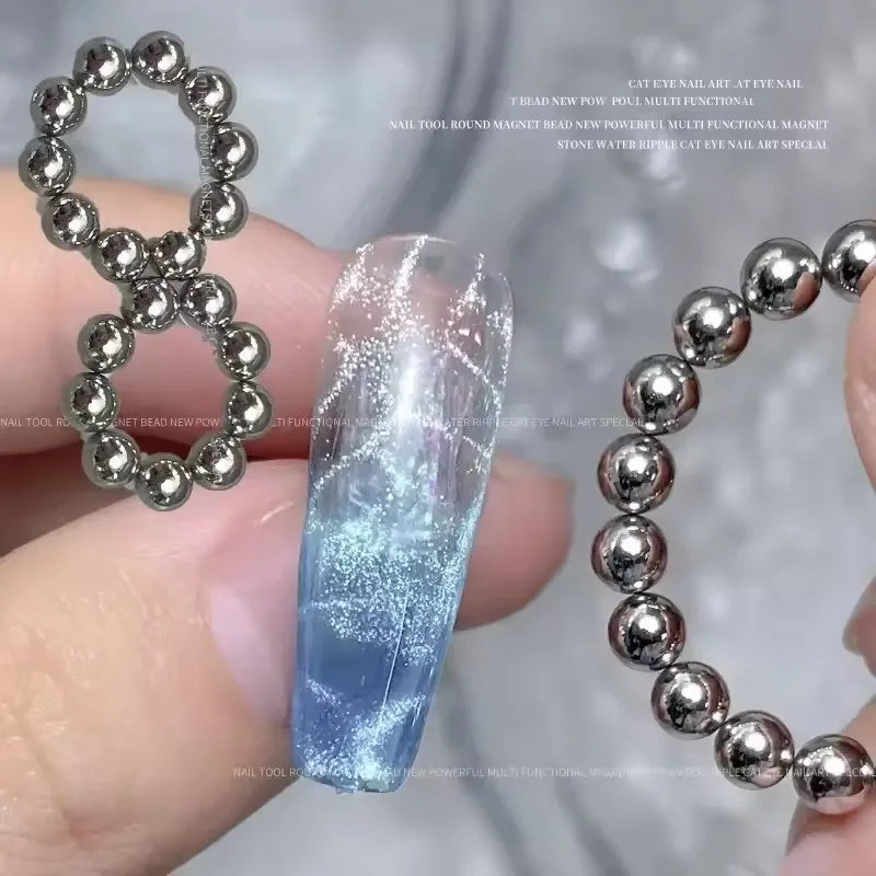 10 Pcs Water Ripple Cat Eye Magnetic Beads for Nail Art