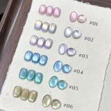 Fairytale Pastel Cloud Glass Bead Pink Purple Blue Cat Eye Gel Polish