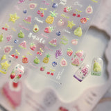 Jelly Fresh Fruit Nail Art Decals Avocado, Grape, Peach, Strawberry, Pear, Pineapple