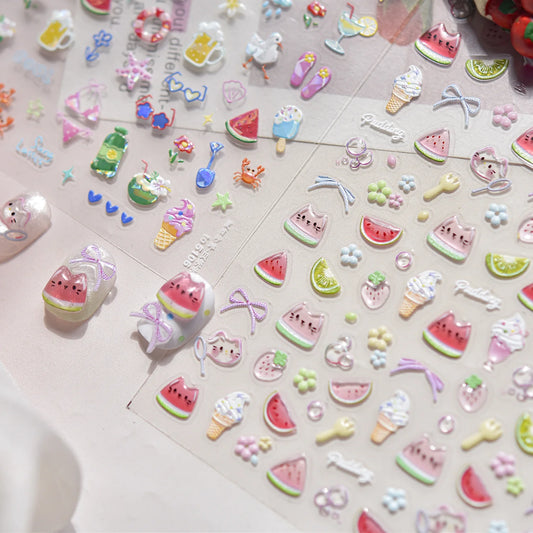 Summer Jelly Candy Watermelon Nail Art Decals