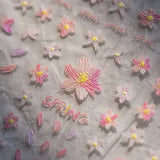 Kawaii Japanese style Pink Sakura 5DSelf-Adhesive Nail Art Decoration Sticker Sakura Peach Blossom Nail Art Decals Accessory DIY